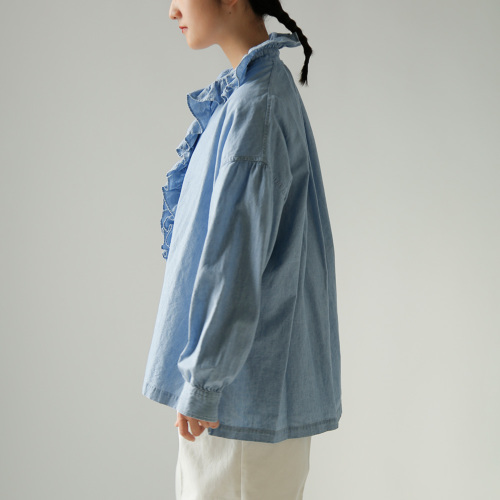 TOUJOURS トゥジュー フェード加工コットンシャンブレー シャツ