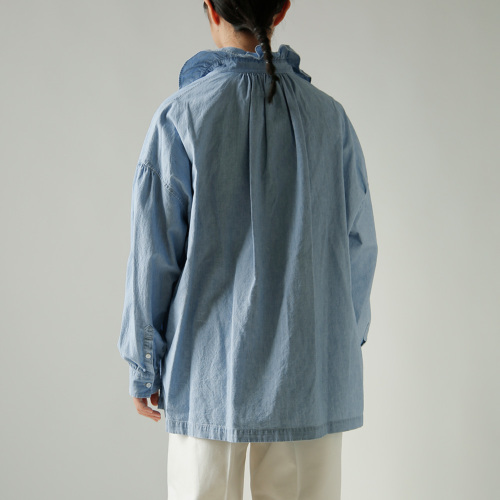 TOUJOURS トゥジュー フェード加工コットンシャンブレー シャツ