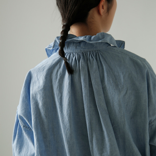 TOUJOURS トゥジュー フェード加工コットンシャンブレー シャツ