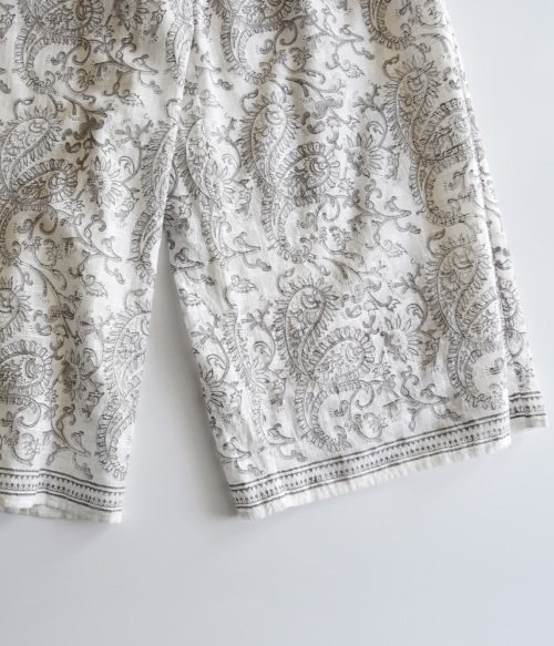 お値下げ　メゾンドソイル　ブロックプリント　コットンパンツ maison de soil メゾンドソイル コットンフラワーブロック