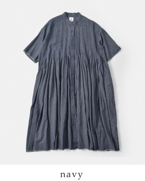 maison de soil メゾンドソイル　コットン刺繍　バンドカラーシャツ maison de soil メゾンドソイル 刺繍 バンドカラーシャツ