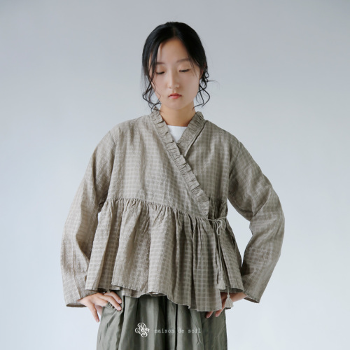 メゾンドソイル maison de soil カシュクールブラウス maison de soil メゾン ド ソイル ハンドウーブン コットン