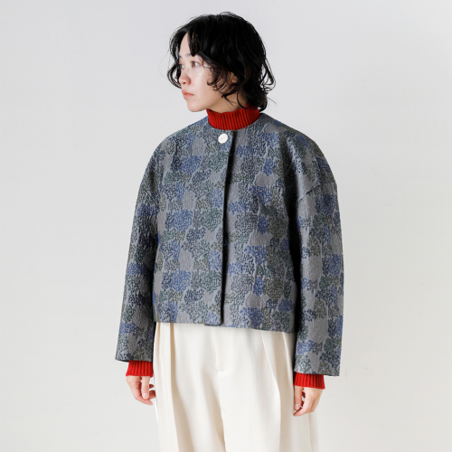 kijinokanosei キジノカノウセイ 刺繍 ノーカラー ショート ジャケット