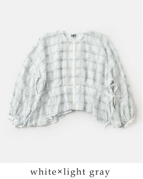 kijinokanosei キジノカノウセイ ラミー 刺繍 タック ブラウス