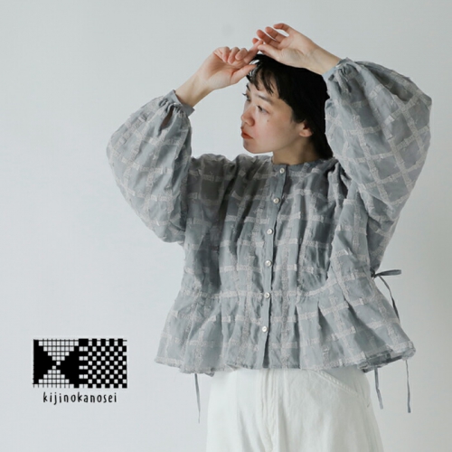 kijinokanosei キジノカノウセイ ラミー 刺繍 タック ブラウス