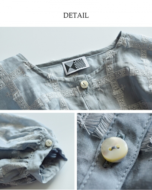 kijinokanosei キジノカノウセイ ラミー 刺繍 タック ブラウス “fluffy