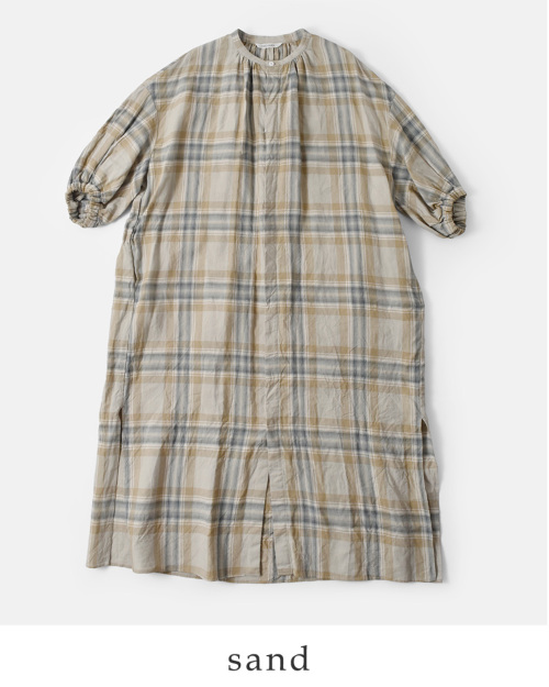 toujours マドラスチェック シャツワンピース TOUJOURS (トゥジュー) Half Sleeve Classic Gathered Dress