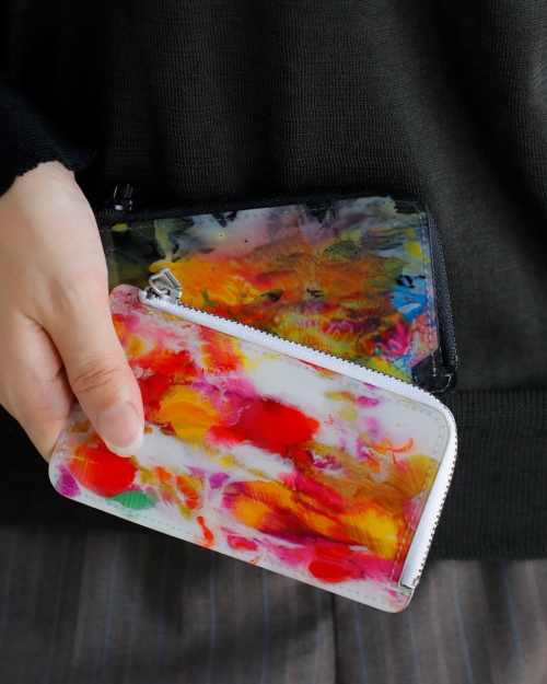 macromauro マクロマウロ ペイント バッグ ハンドメイド 1点もの macromauro マクロマウロ L字型 ジップ ペイント パース “L-PURSE” l