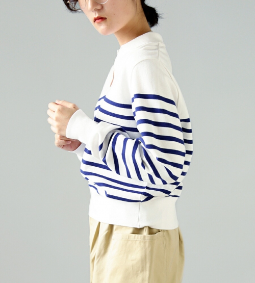 LENO スキッパーシャツ　襟付きバスクシャツ　ボーダー　リノ LENO リノ コットン スキッパー ボーダー シャツ “SKIPPER SHIRT