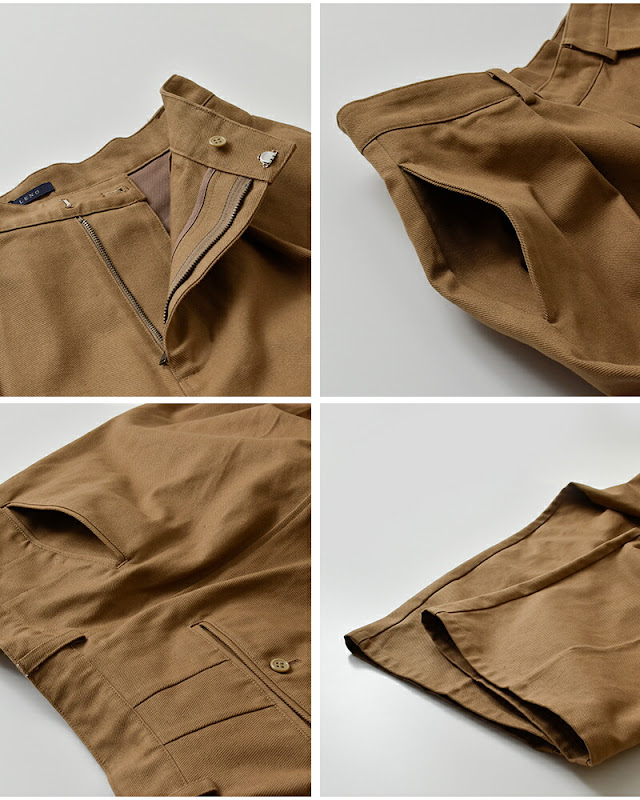 LENO リノ コットン ワンタック チノパンツ ONE FOWRAD PLEATS CHINO