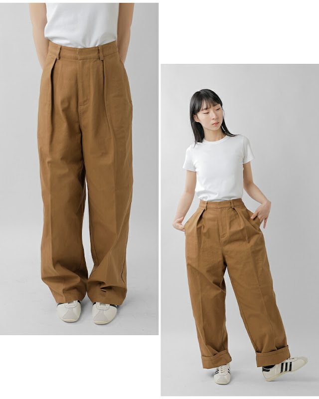 LENO リノ コットン ワンタック チノパンツ ONE FOWRAD PLEATS CHINO