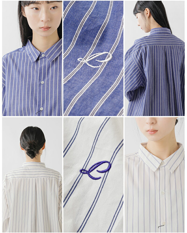 leno ストライプシャツ LENO (リノ) BAND COLLAR SHIRT STRIPE / バンドカラーシャツストライプ