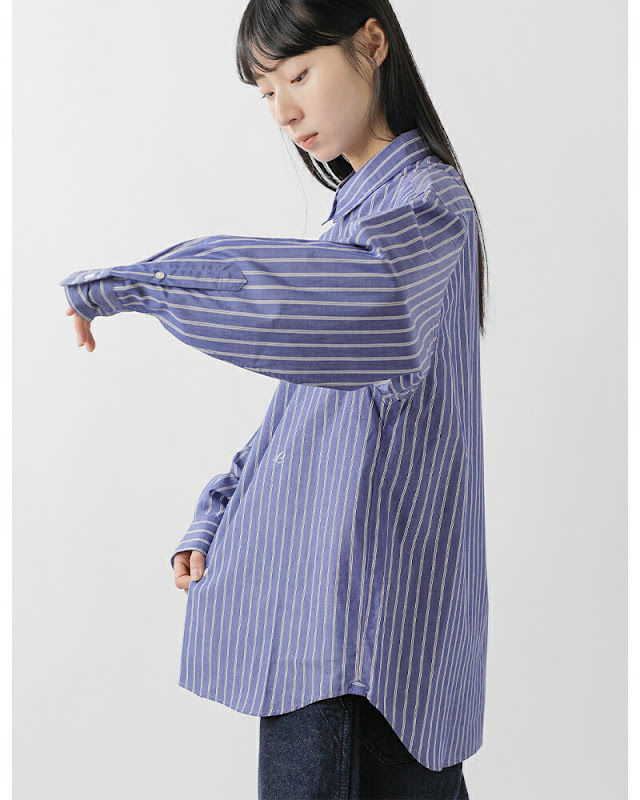 LENO リノ オーガニックコットンストライプ レギュラーカラーシャツ