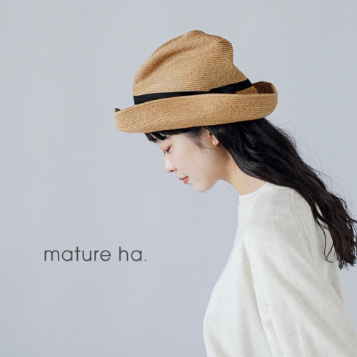 マチュアーハ mature ha.BOXED HAT4.5cm brim黒リボン