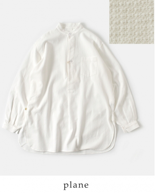 MASTER&Co.×UR　ドビー織コットンワイドプルオーバーシャツ　白１ MASTER&Co.×UR ドビー織コットンワイドプルオーバーシャツ 白1
