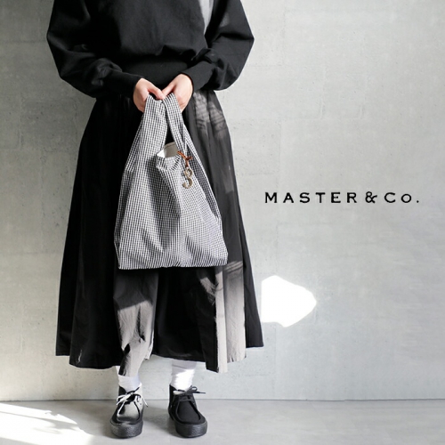 MASTER & CO. エコバッグ 白黒 MASTER&Co. マスターアンドコー チャーム付き コットン ギンガム