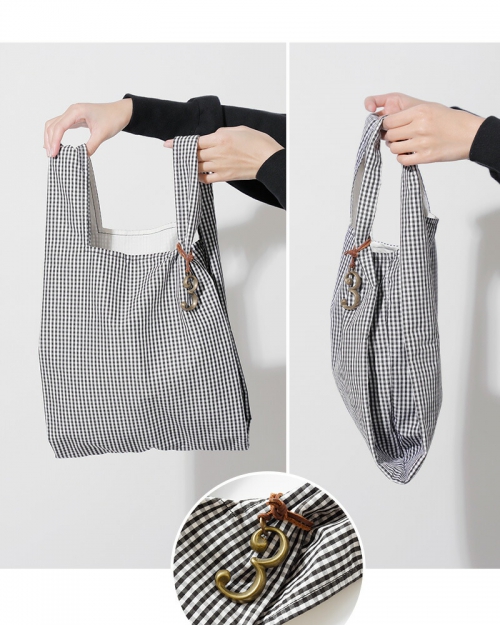 MASTER & CO. エコバッグ 白黒 MASTER&Co. マスターアンドコー チャーム付き コットン ギンガム