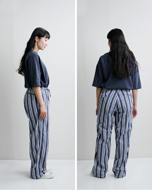 CRESCENT DUO パンツ M 新品 クレッシェントデュオ ストライプ柄 MASTER&Co. マスターアンドコー コットンストライプ ドローストリング