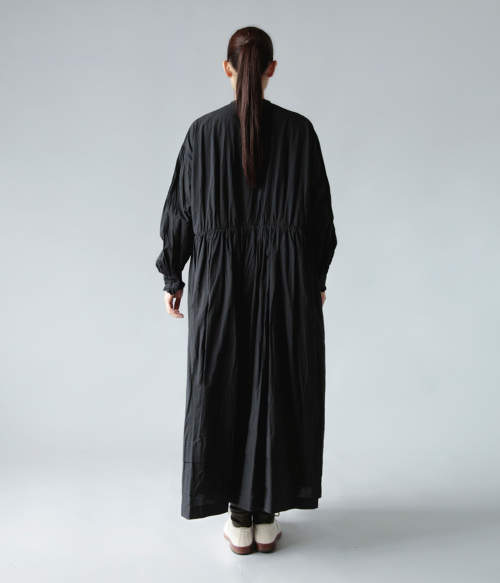 TOUJOURS ギャザー ドレス Fine Yarn High Count Cotton Cloth