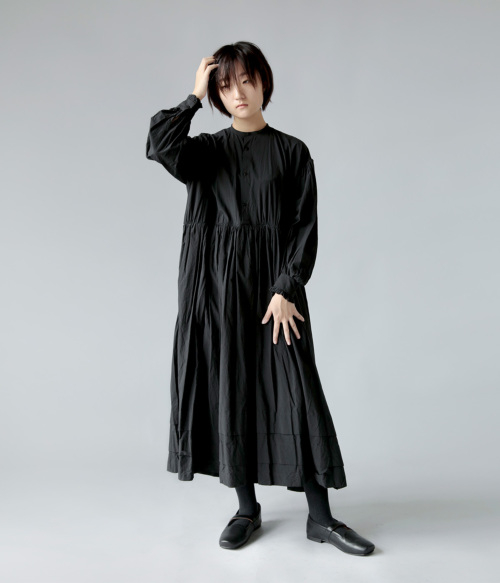 TOUJOURS ギャザー ドレス Fine Yarn High Count Cotton Cloth Bishop 