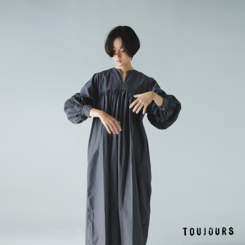 TOUJOURS トゥジュー ガーメントダイ オーガニック コットン ポプリン ドレス “Classic Smock Dress” mm41bd04  | iroma..aranciato