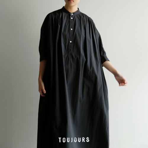 TOUJOURS トゥジュー ファインヤーンコットン シャツドレス “Half