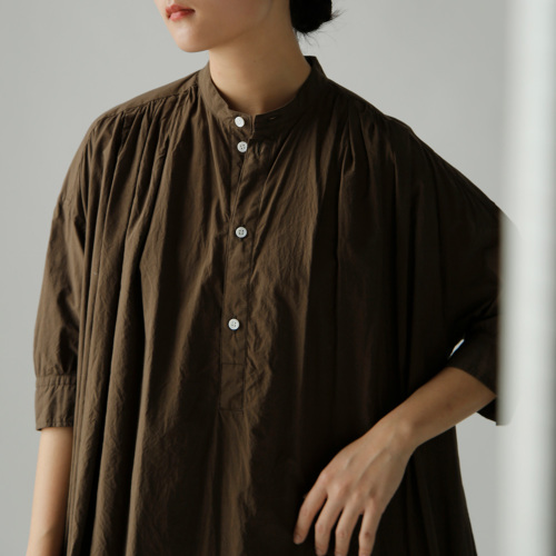 TOUJOURS トゥジュー ファインヤーンコットン シャツドレス “Half
