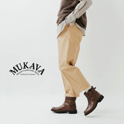 美品】ムカヴァ MUKAVA ショートブーツ レースアップレザー 24cm