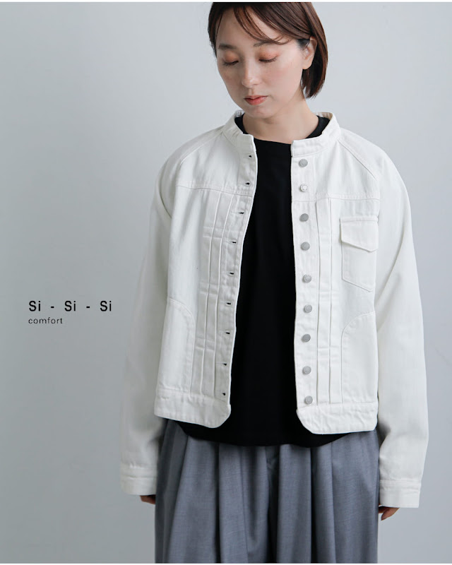 Si-Si-Si スースースー デニム バンドカラー ジャケット BASIC DENIM