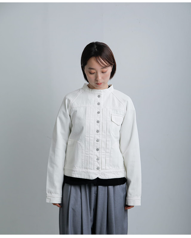 ホシイトデアウ×Si-Si-Si とろみノーカラー タック フロント ジャケット Si-Si-Si スースースー aranciato別注 とろみノーカラー タック