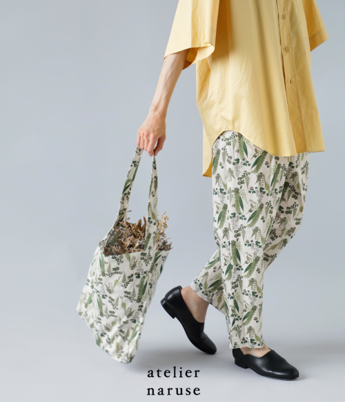 DEVEAUX print series ~botanical~ cotton tapered pants