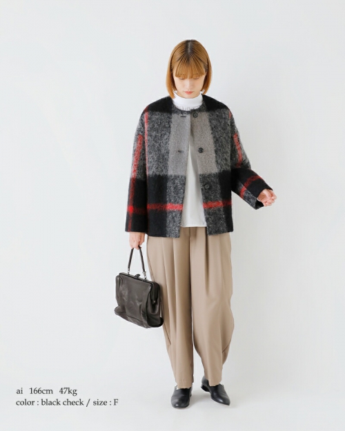nooy ヌーイ モヘア ブロックチェック ブランケット ジャケット