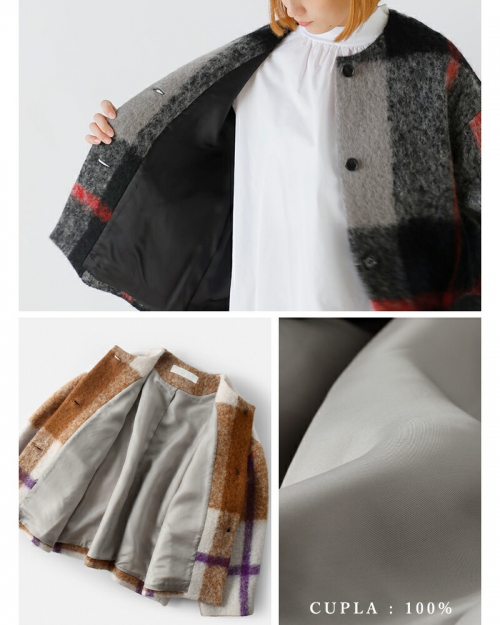 nooy ヌーイ モヘア ブロックチェック ブランケット ジャケット