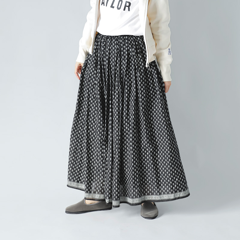 maison de soil スモールフラワーブロックプリントスカート maison de soil メゾン ド ソイル 80'S コットン ボイル スモール