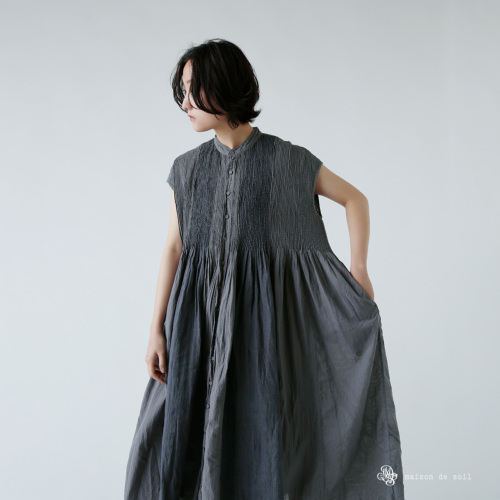 maison de soil コットンボイルフレンチスリーブピンタック