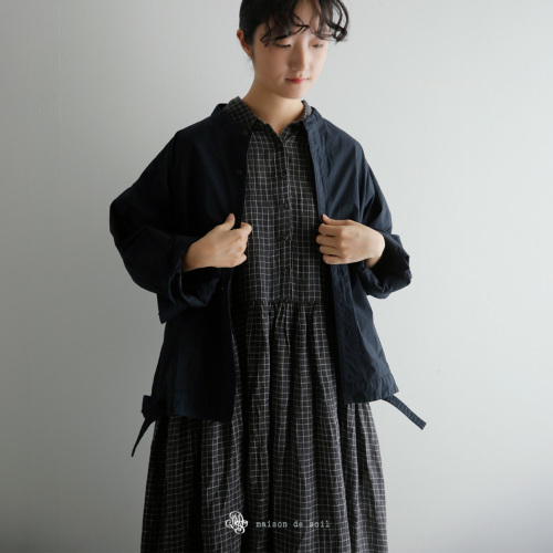 maison de soil メゾン ド ソイル リネン チェック レギュラーカラー