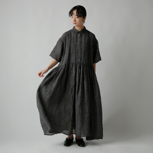 maison de soil メゾン ド ソイル リネン チェック レギュラーカラー