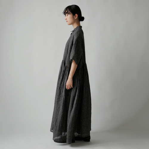 maison de soil メゾン ド ソイル リネン チェック レギュラーカラー