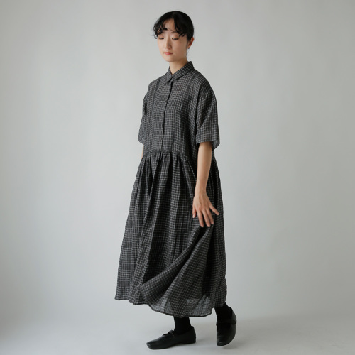 maison de soil メゾン ド ソイル リネン チェック レギュラーカラー