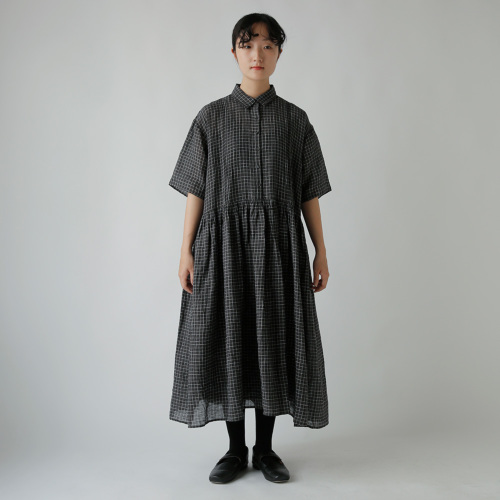 maison de soil メゾン ド ソイル リネン チェック レギュラーカラー