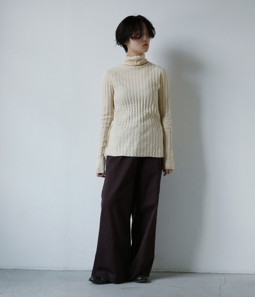 ONICA オニカ ウォッシャブル コットン リネン ミナモ タートルネック ニット プルオーバー “Cotton Linen Minamo Top”  oni039 | iroma..aranciato