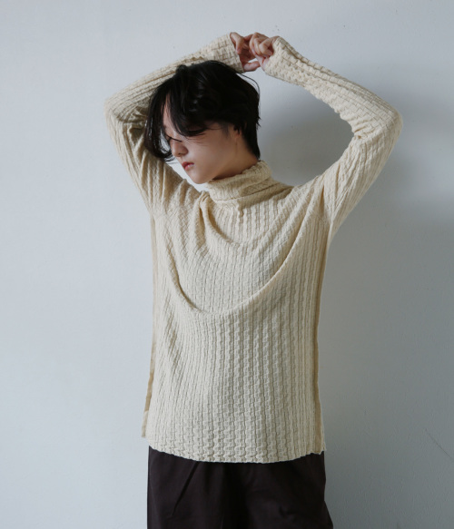 ONICA オニカ ウォッシャブル コットン リネン ミナモ タートルネック ニット プルオーバー “Cotton Linen Minamo Top”  oni039 | iroma..aranciato