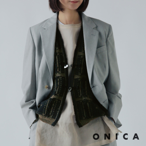 【美品】  ONICA / オニカ | Merino Vest / メリノウール 陶釦付きニット ベスト | F | アイボリー | レディース ONICA｜メリノウール 陶釦付き ニット ベスト “Merino Vest