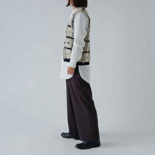 ADER ERROR◆APOCAL KNIT VEST/ダメージ加工ニットベスト(薄手)/コットン/BLU/BKASSKT04B// ONICA オニカ ウール コットン ブロックジャガード ニット
