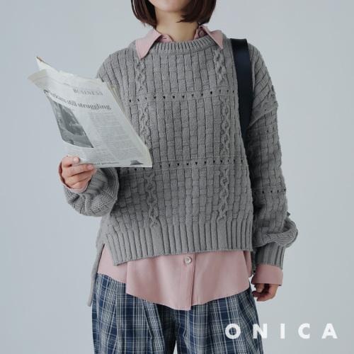 新品onicaオニカリサイクルコットンケーブルニットセーター ネイビーFREE ONICA 2026 A/F 受注会