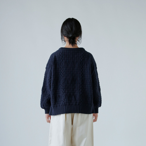 新品onicaオニカリサイクルコットンケーブルニットセーター ネイビーFREE ONICA オニカ リサイクルコットン ジャンパー “Recycled-Cotton Jumper
