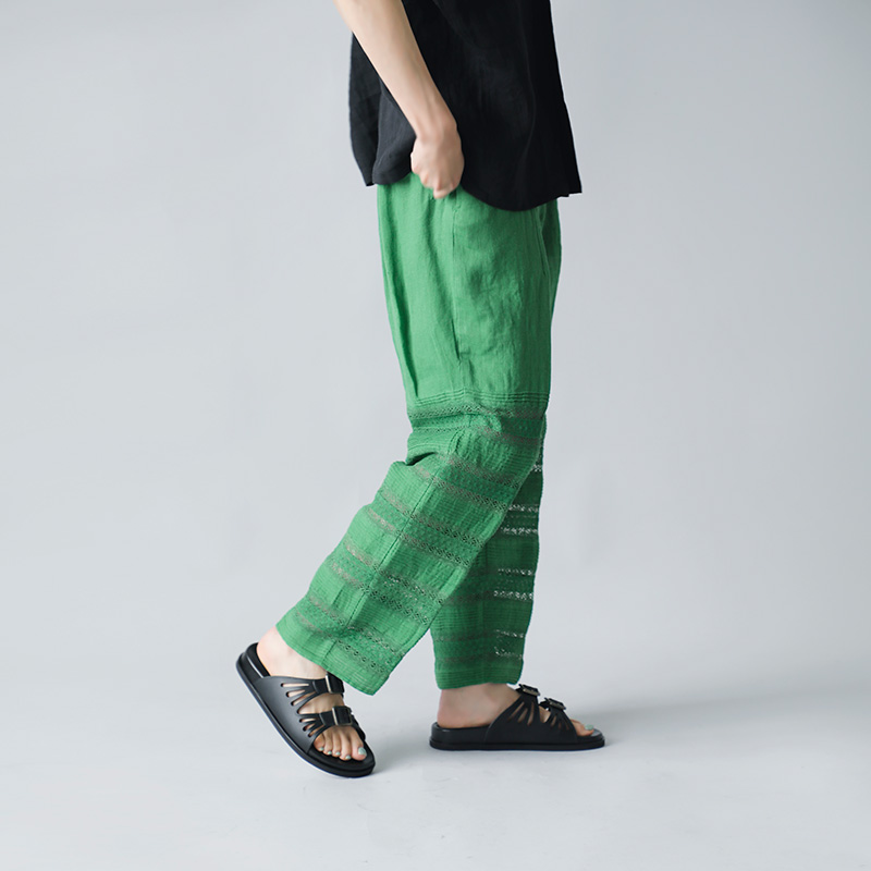 【美品】Pheeta　リネンレースパンツ“Stella”　ピンク　フィータ Pheeta フィータ リネン レース ピンタック パンツ “Stella