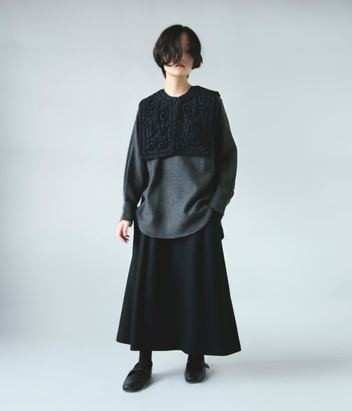 Pheeta フィータ ウール 2way つけ襟付き ノーカラー トップス