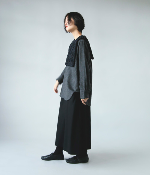 Pheeta フィータ ウール 2way つけ襟付き ノーカラー トップス