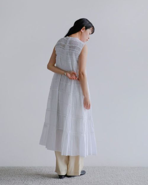 Pheeta フィータ コットン ボイル ノースリーブ ロング ドレス